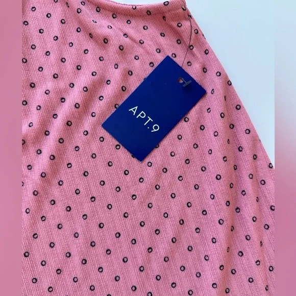 NWT Apt. 9 Pink Polka Dot High Neck Stretch Lined Sleeveless Blouse Size Small - Picture 4 of 9